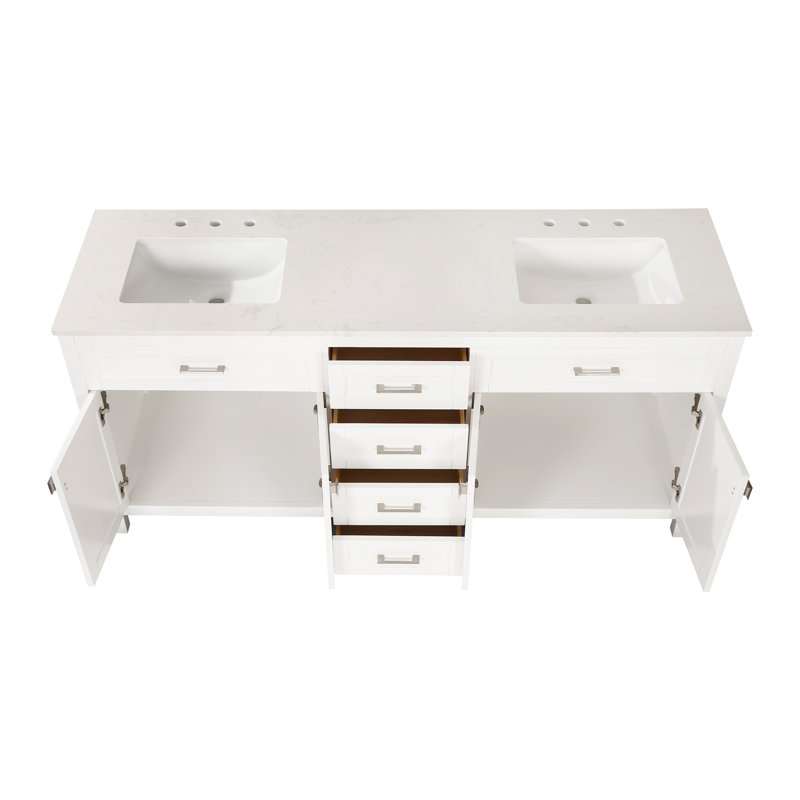 Meuble-lavabo double 72 po avec plateau Ajdina