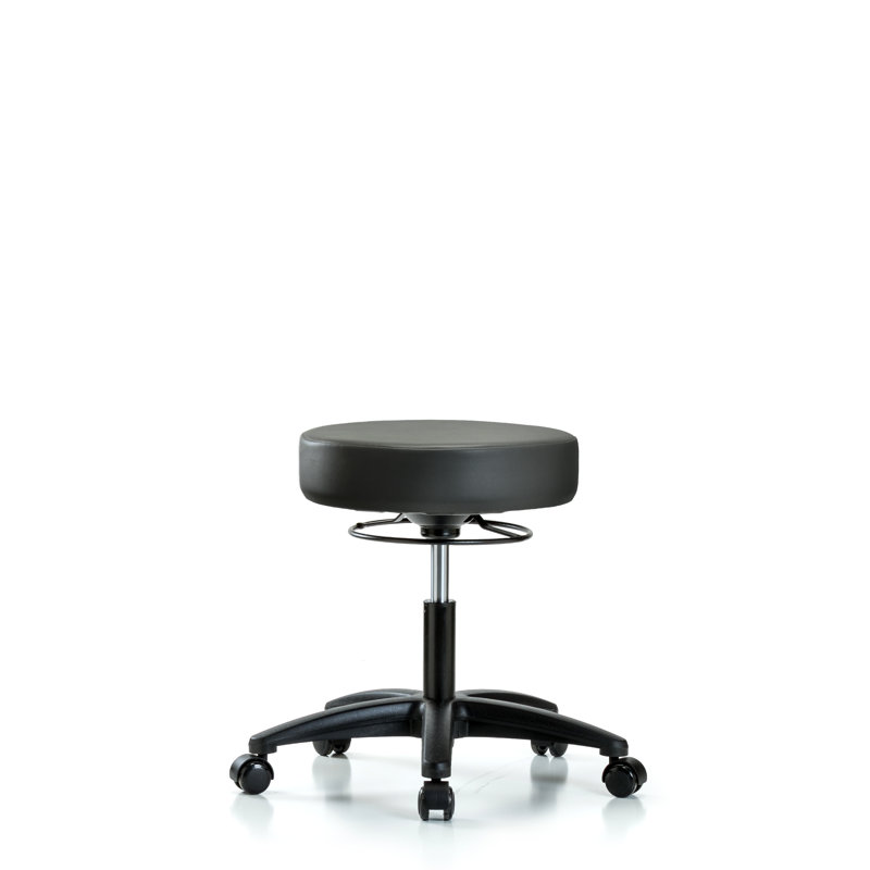 Tabouret en vinyle sans dossier chromé - hauteur de bureau avec roulettes en vinyle Storm Supernova, Noir, Carbone, 22.5"