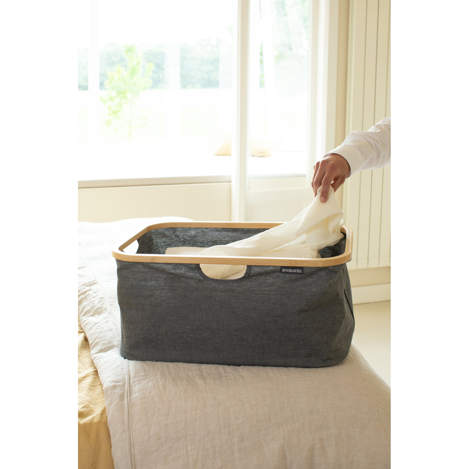 Brabantia Foldable Laundry Basket 10.6 Gallon (40L), Pepper Black
