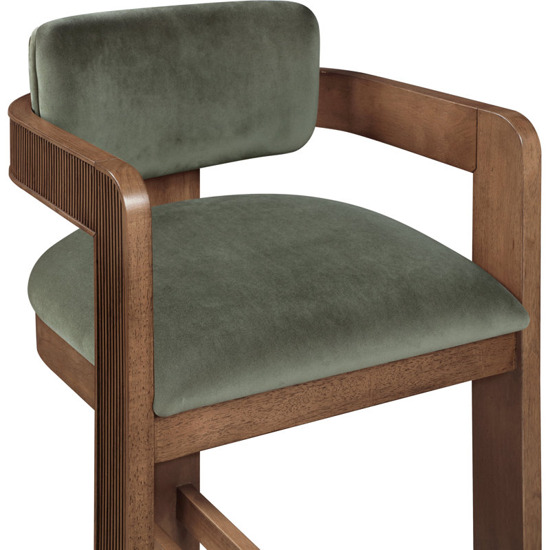 Tabouret rembourré Sacha Howley, Velours, Brun, Vert