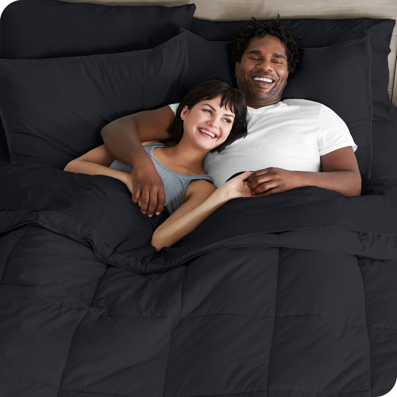 Modern & Contemporary Comforter, Black/Black, Twin Comforter + Pillowcases