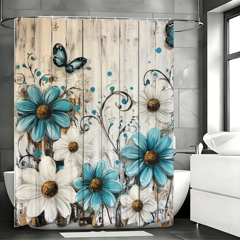 Floral Shower Curtains with Hooks Included