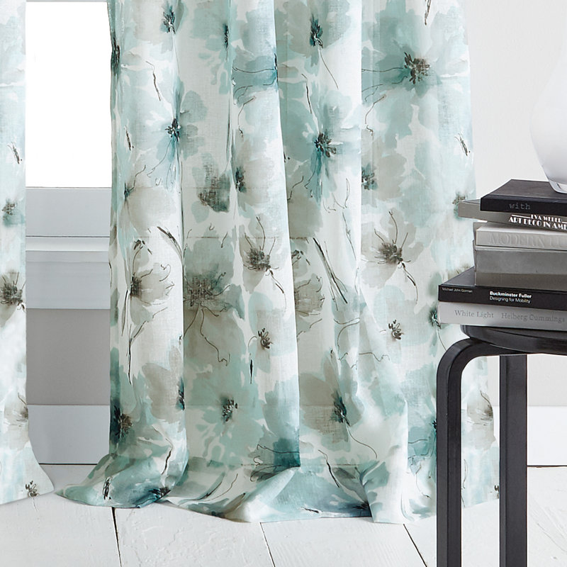 Rideau avec œillets Dkny Modern Bloom, l 50 po x L 63 po, bleu