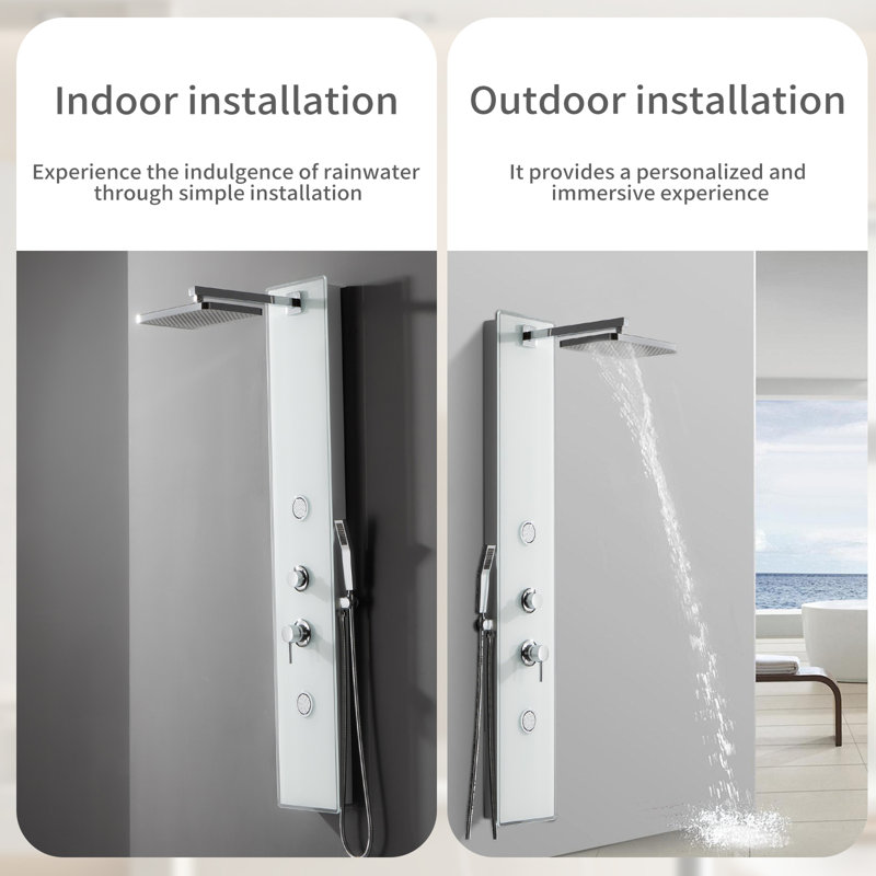 3-way Diverter Shower Tower Panel System with Fixed Shower Head