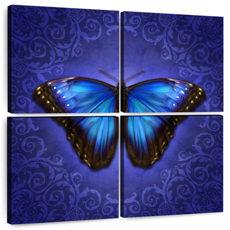 Brampt Glowing Blue Morpho Butterfly, 57" H x 57" W