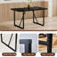 Table de salle à manger rectangulaire, pieds en métal noir, plateau épais de 1,5 po, pour 4 à 6 personnes, bureau, cuisine, table fonctionnelle avec terrasse, 54,63 x 36,12 po, terrasse, pièce
