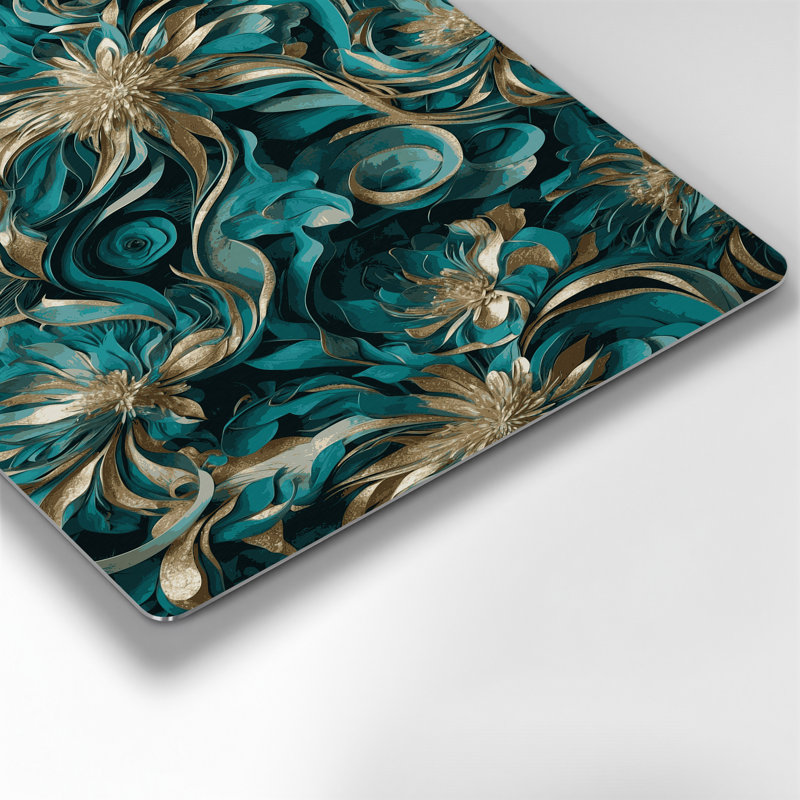 Abstrait floral 76, art mural en métal vert, 12" H x 18" W