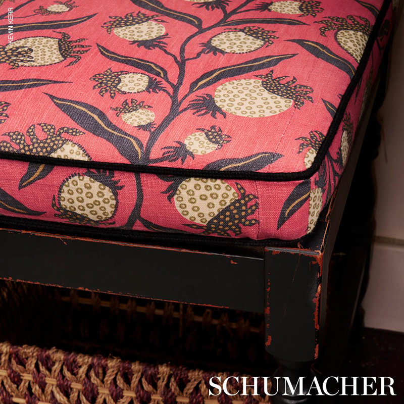 Schumacher x Marian Mcevoy Thistle Vine Fabric, Red & Gold