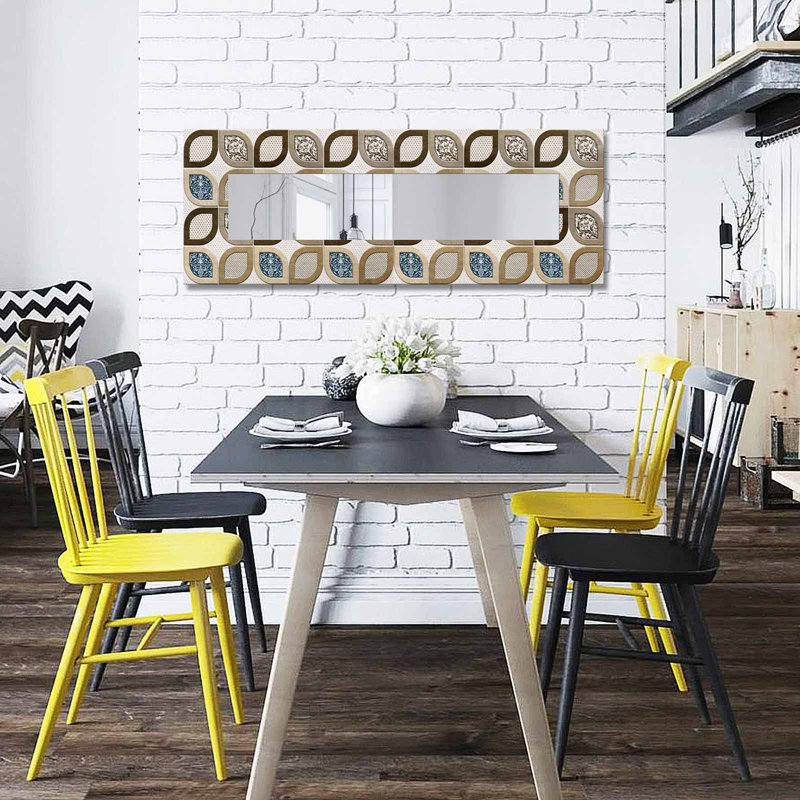 Élégant miroir décoratif avec cadre en bois, 15,7 x 47,2 pouces | 100% toile sur panneau de fibres à densité moyenne, épaisseur: 0,12 pouce | Taille réelle du miroir: 7,9 po x 39,4 po | Décoration murale élégante pour le salon, la chambre à coucher et le vestibule