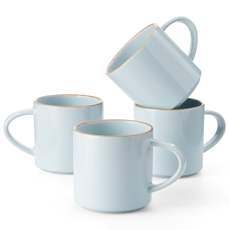  Ensemble de grandes tasses 4 pièces Nebula, Bleu clair avec bordure brune