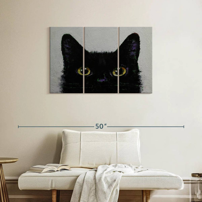 Black Cat Peeking, 24" H x 38" W