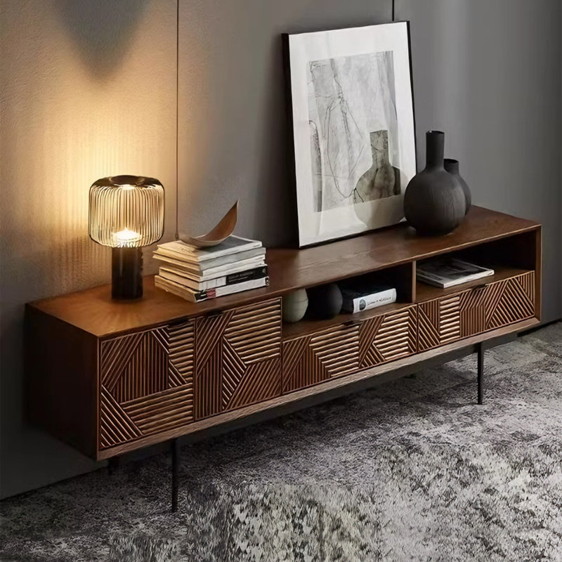 Meuble de rangement moderne et minimaliste pour meuble télé, H 20,08 po x L 78,74 po x l 15,75 po, Brun