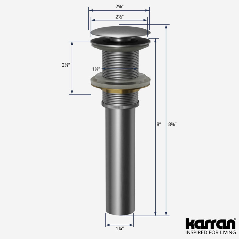 Karran Pop-up Bathroom Sink Drain, Stainless Steel