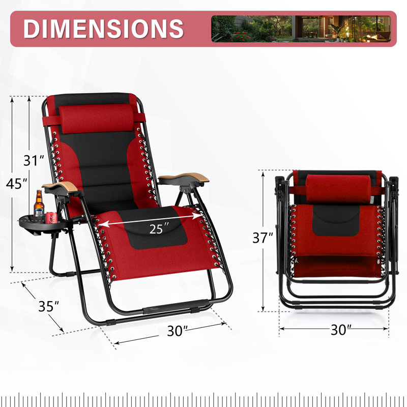 Fauteuil inclinable zéro gravité avec coussin Syril, Rouge