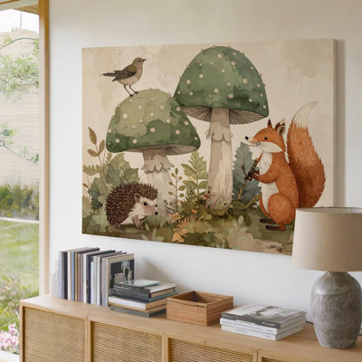 Wall Art Woodland Music Scene Canvascharming Forest Animal Canvas Ready To Hang Gallery Wrapped Home Decor Modern Design Premium Quality