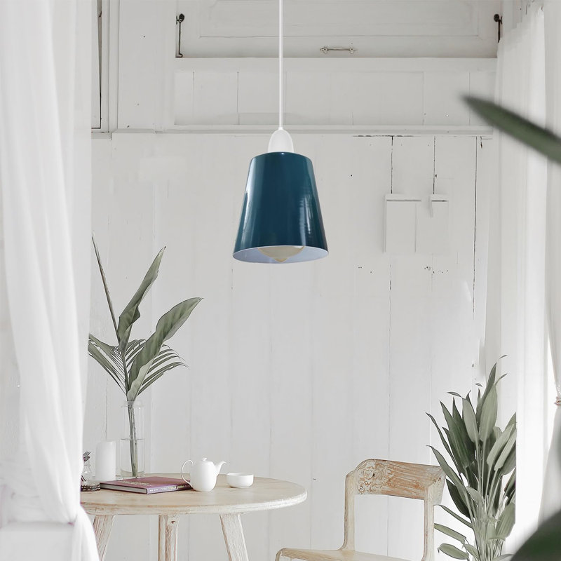 13cm H Metal Lamp Shade, Cyan Blue