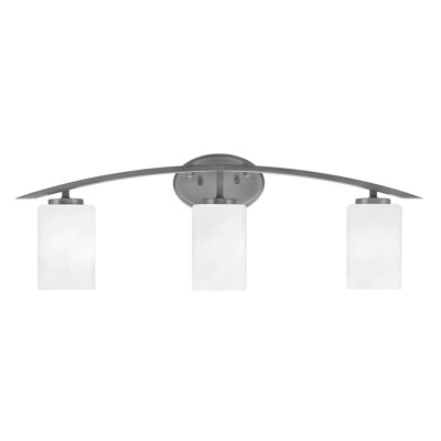 Kurve 3 Light Bath Bar With 4" White Marble Glass