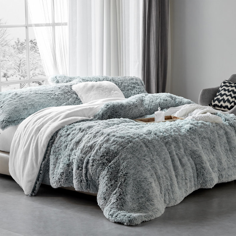 Are You Kidding Polyester Baffle Box Stitch Comforter Set, King Comforter + 2 Shams, Dark Gray