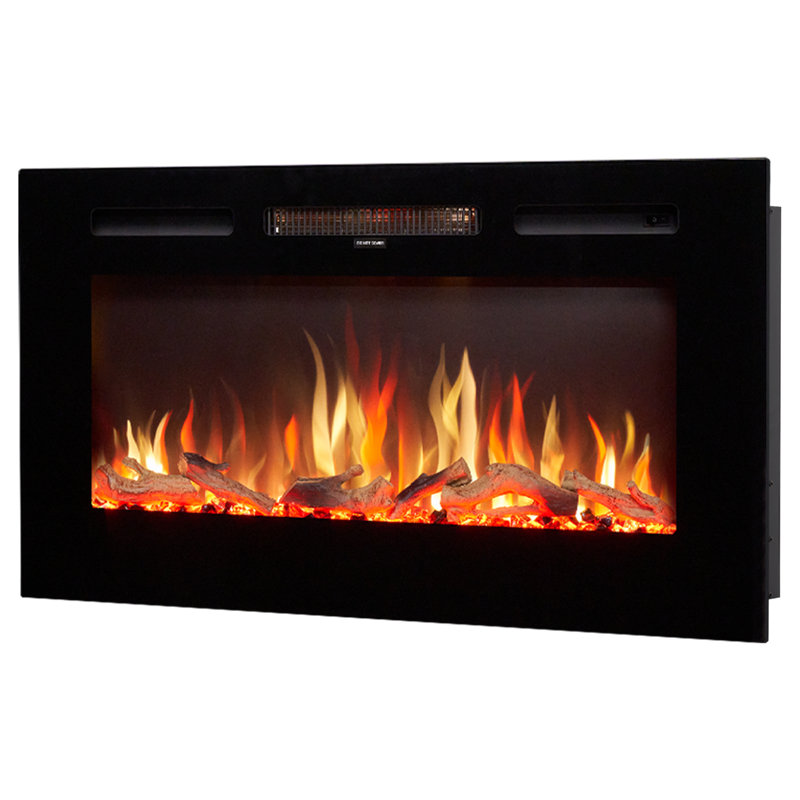 Orlando Adam Black Electric Fireplace Insert, 50" H x 92" W x 12" D