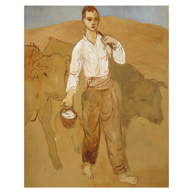 «Garçon avec bovin» par Pablo Picasso - Impression giclée, H 40 po x l 32 po