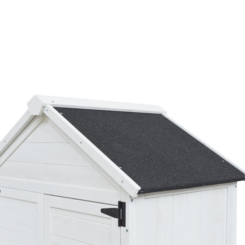 Rangement de jardin 67 po en bois de sapin blanc avec quatre compartiments pour outils de patio