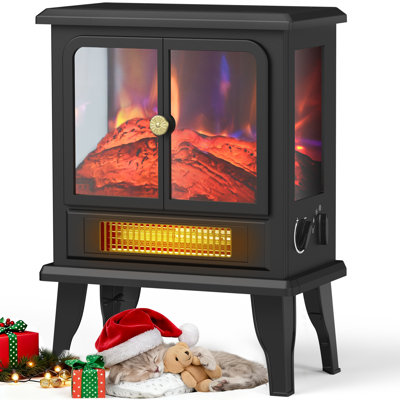 Chaufferette de foyer avec flamme 3D, cuisinière électrique 18,6 po à infrarouge, 1500W