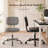 Armless Home Office Chair, Small Height Adjustable PU Leather Desk Chair, Ergonomic Task Chair with 360° Swivel Rolling Wheels-242164631