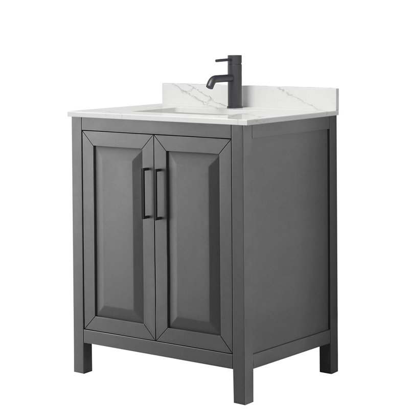 Daria 30'' W Vanity, Matte Black, Gray, Giotto Quartz