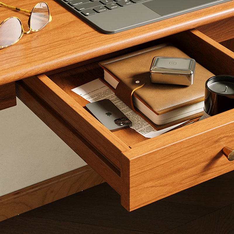 Bureau rectangulaire en noyer massif avec 2 tiroirs, H 29,92 po x L 47,24 po x l 23,62 po