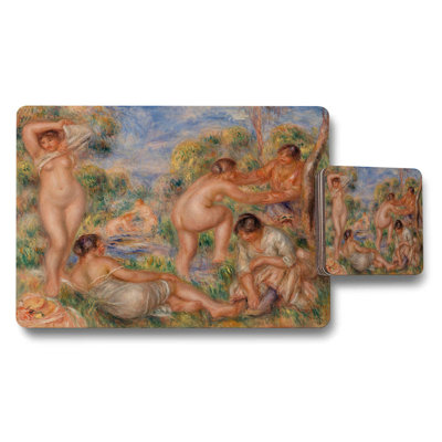 Impressionist Nude Bathing Scene Placemat Coaster Set