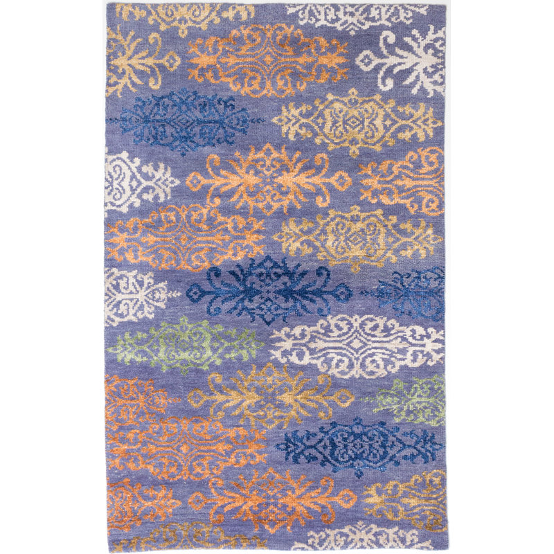Tapis mauve en laine / soie noué à la main Massie