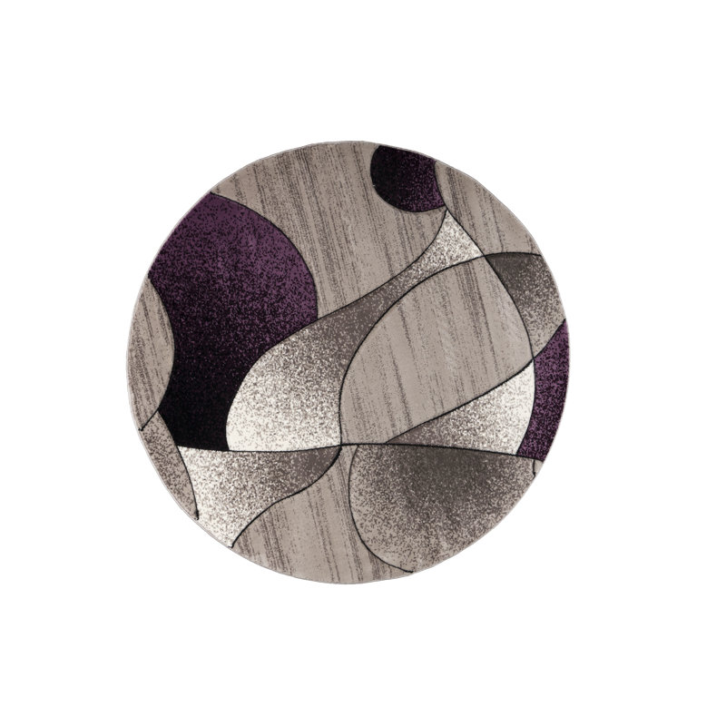 Tapis mauve / gris à motif abstrait Nekizia, Rond 7 pi 11 po