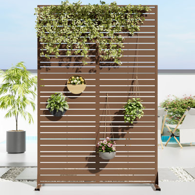 183cm H x 120cm Freestanding Steel Privacy Screen Fence Panels Metal Trellis Outdoor Divider for Pat