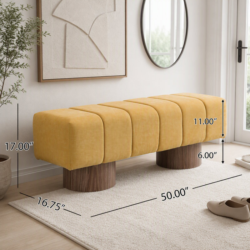Banc de salle à manger rembourré, Jaune