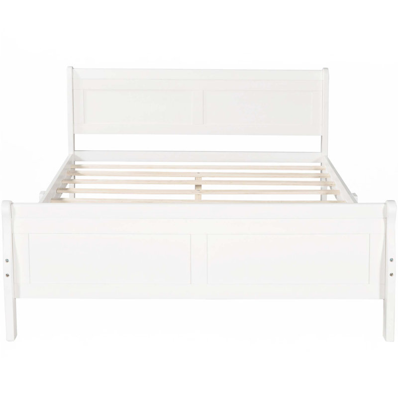 Base de lit plateforme Wood, Blanc, Complète