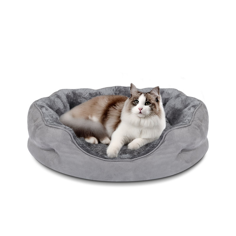 Lit rond pour chat, Gris, Petit (L 20 po x l 19 po)