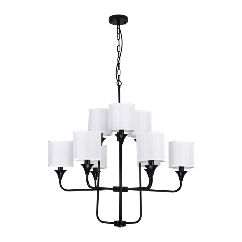 9 - Light Dimmable Classic / Traditional Chandelier, Black
