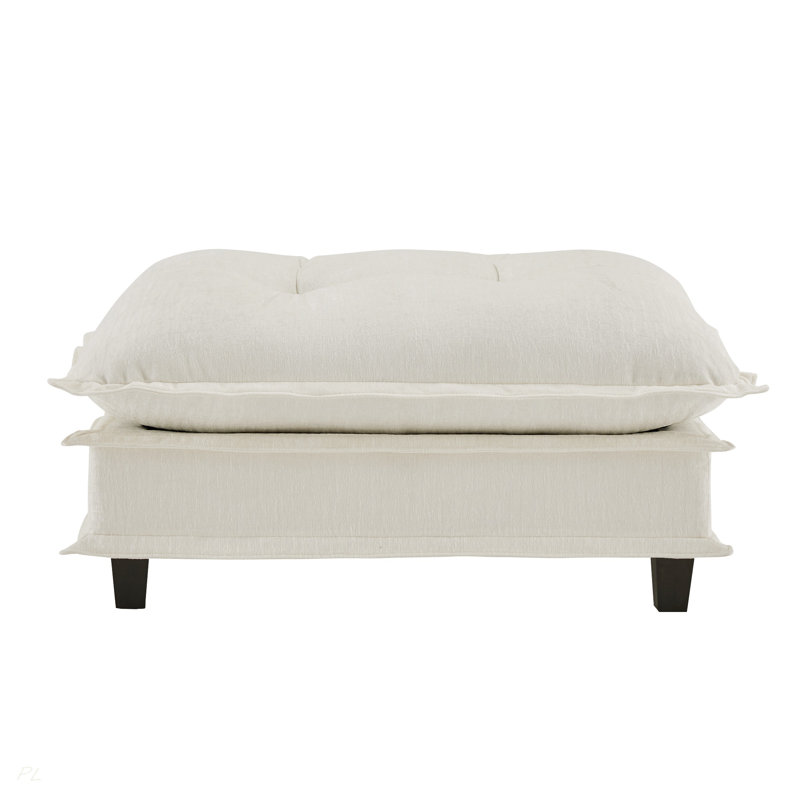 Modern Ottoman Chenille, Beige