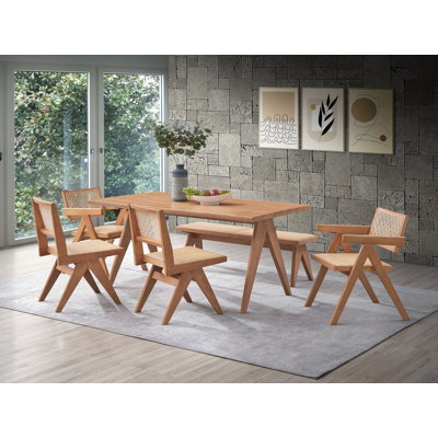 Ensemble de meubles de patio en rotin et finition naturelle 6 pièces Valentina
