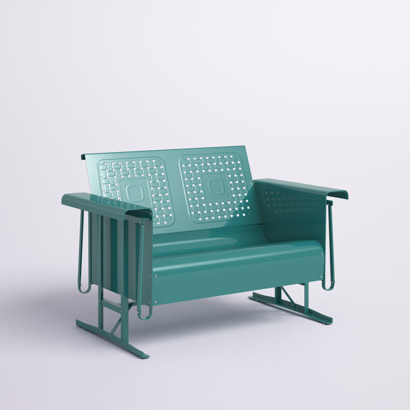 Kutcher 48.75'' Wide Straight Metal Loveseat, Turquoise