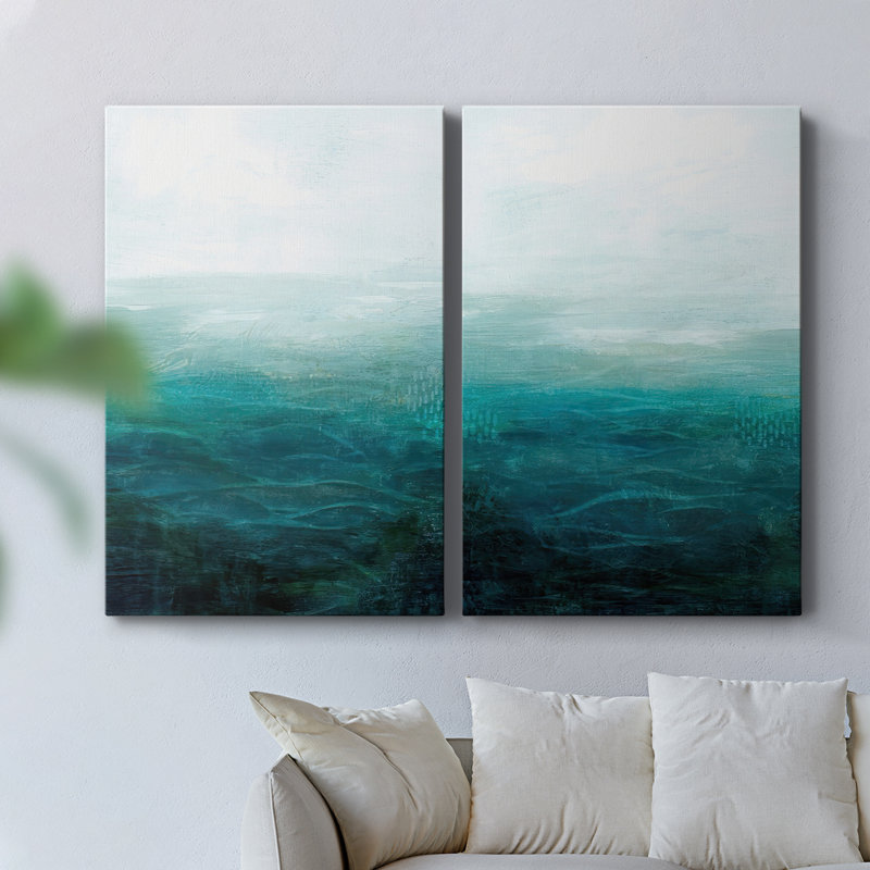 Drifting Sea I - Toile tendue avec châssis de qualité supérieure - Prêt à être accroché, H 27 po x l 36 po