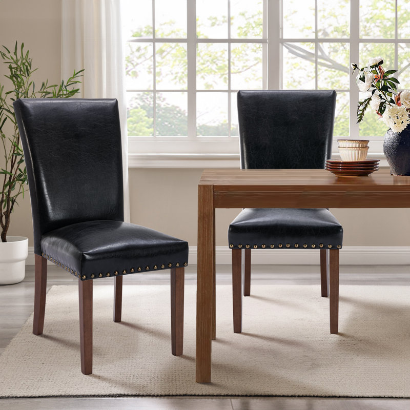 Darren-Lee PU Leather Upholstered Dining Side Chair, Black
