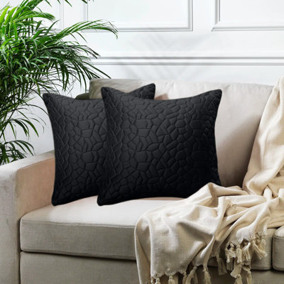 Pebble Pattern Velvet Cushion Covers, Set of 2 – Textured Plush Scatter Pillow Covers for Sofa, Bed & Living Room 