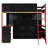 Full Size Wood Loft Bed with Desk, Storage Shelves & LED Light, Space-Saving Kids Bedroom Furniture, Red-139597460