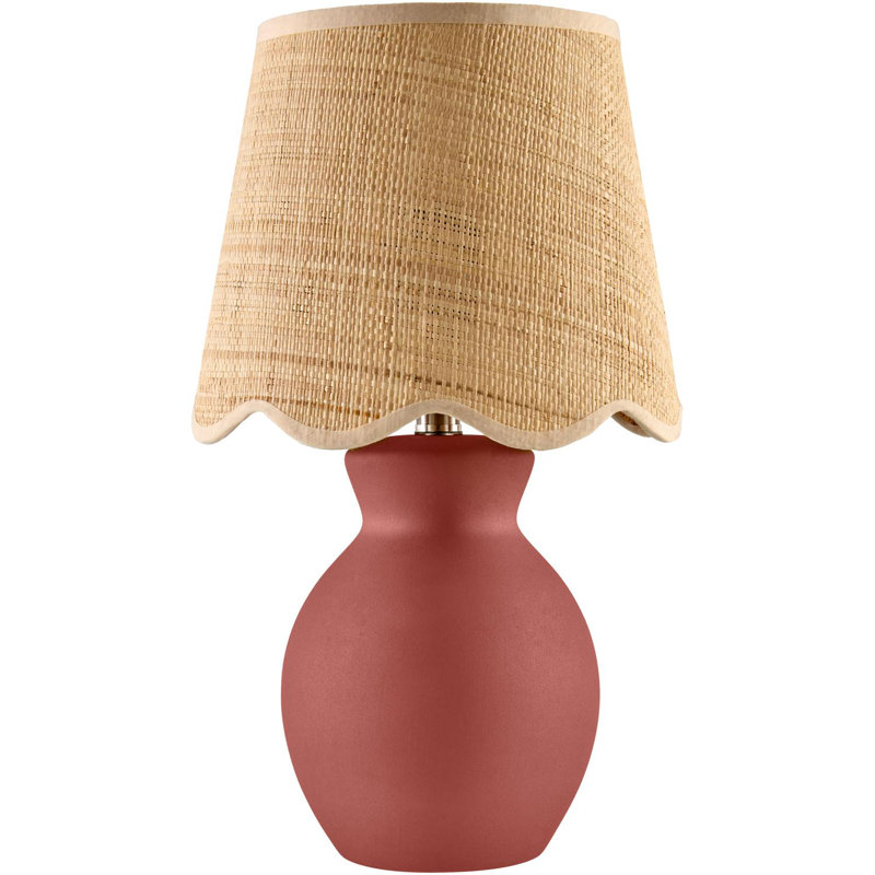 Momsen Table Lamp, Natural, Red, 15"H x 8"W x 8"D