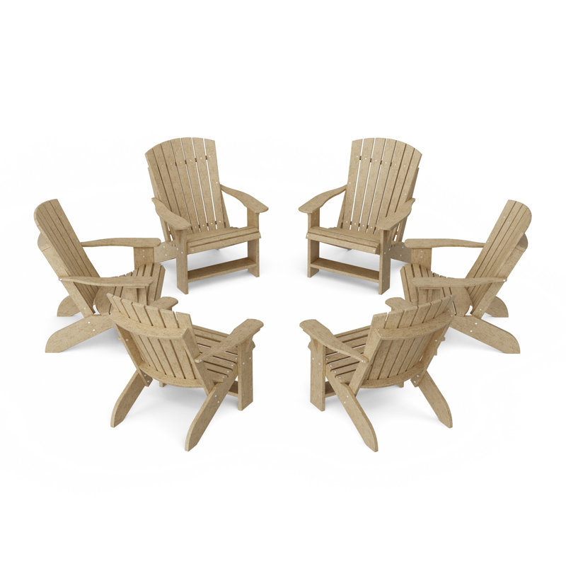 Heritage Adirondack Chairs Set Of 6, Weathered Wood
