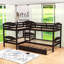 Lit superposé simple en L avec lit gigogne Donyale-1111845770