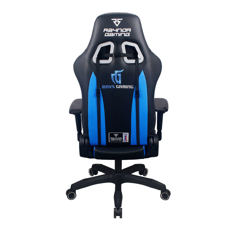 RaynorGaming Adjustable Ergonomic Faux Leather Swiveling PC & Racing Game Chair in Black, Mavs Gaming