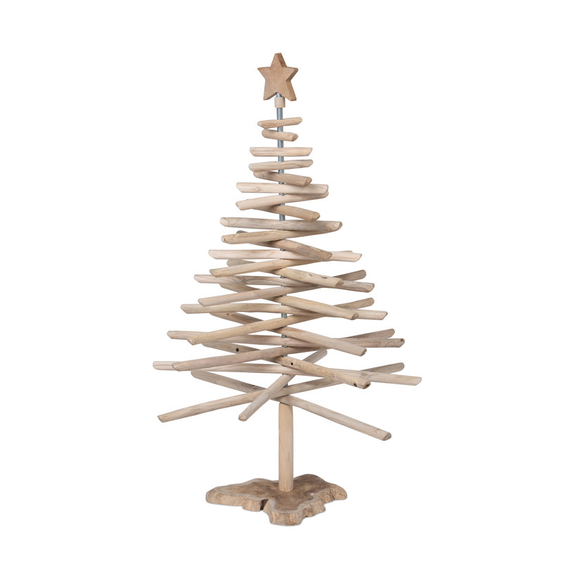 Rustic Teak Wood Christmas Tree, 50 in., 60" H x 40" W x 19" D