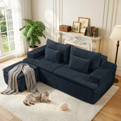 Canapé modulaire 83 po avec méridienne en forme de L 83 po, canapé modulaire avec repose-pieds réversible à assise profonde, fauteuils désossés pour le salon, dossier rembourré, comprend 2 coussins décoratifs, canapé dans une boîte
